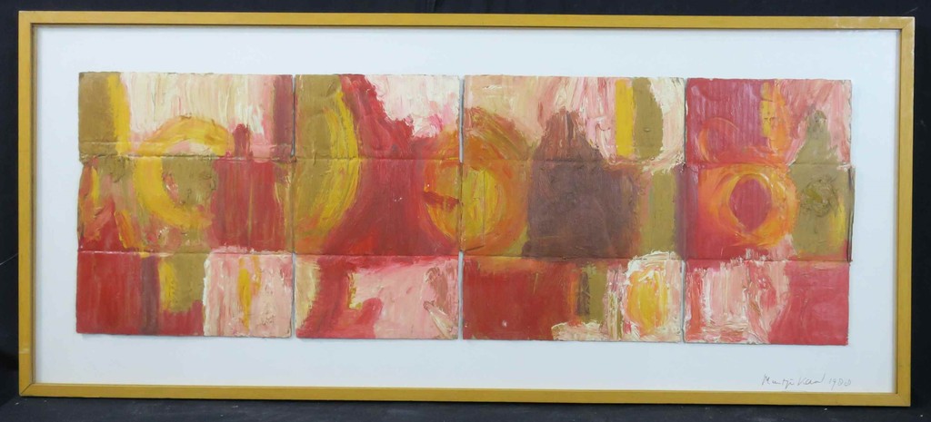 Meertje Kaal: Olieverf op karton, Landschap I - Ingelijst verkocht voor € 150!