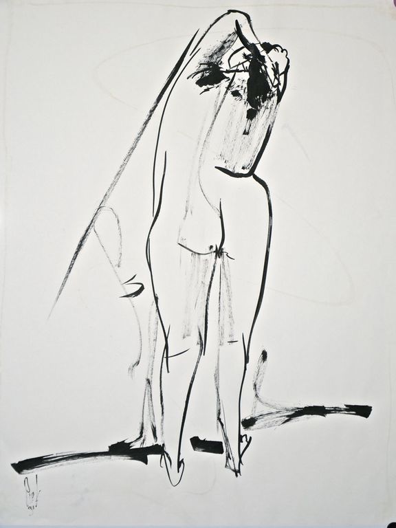 Henk Piek: Penseeltekening. Vrouwelijk naakt kopen? Bied vanaf 1!