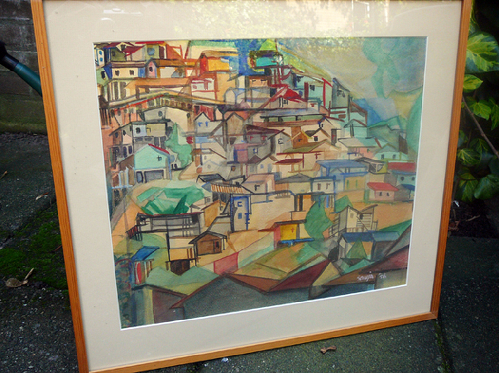 Sonja van Es - Sonja Irene van Es: Bergdorp -aquarel/gouache 1956- kopen? Bied vanaf 1!