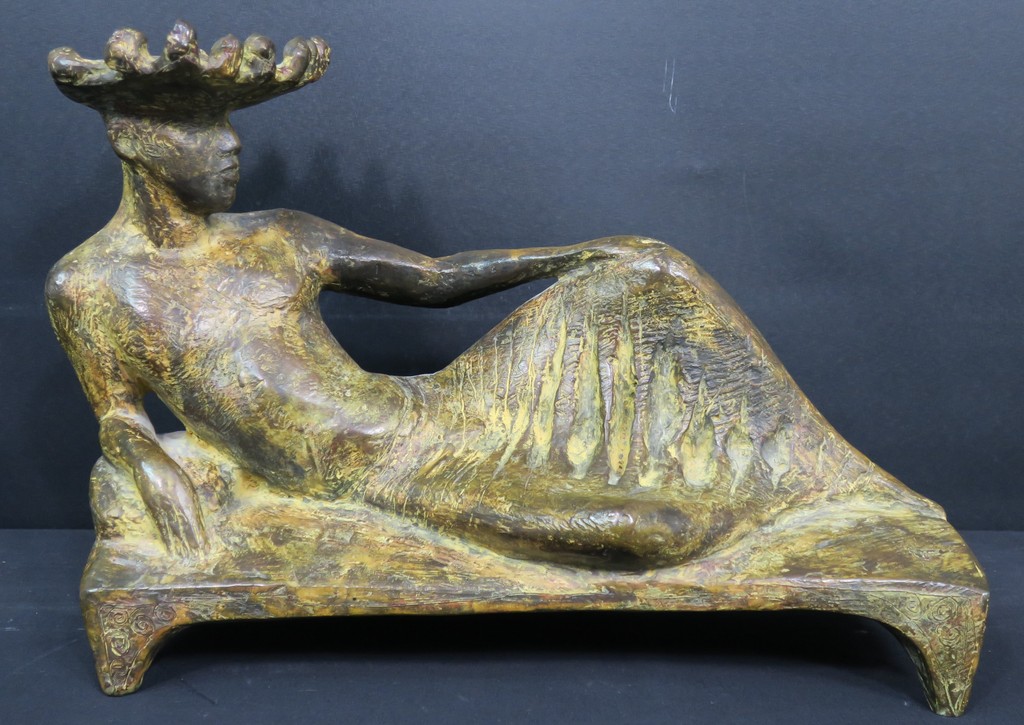 Saskia Pfaeltzer: Bronzen beeld, Bader op bank kopen? Bied vanaf 750!