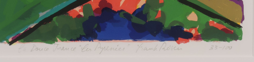 Frank Rosen: Zeefdruk, La Douce France les Pyrenees - Ingelijst kopen? Bied vanaf 20!