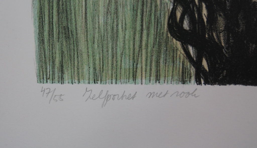 Iris van Dongen: Litho, Zelfportret met rook  kopen? Bied vanaf 70!