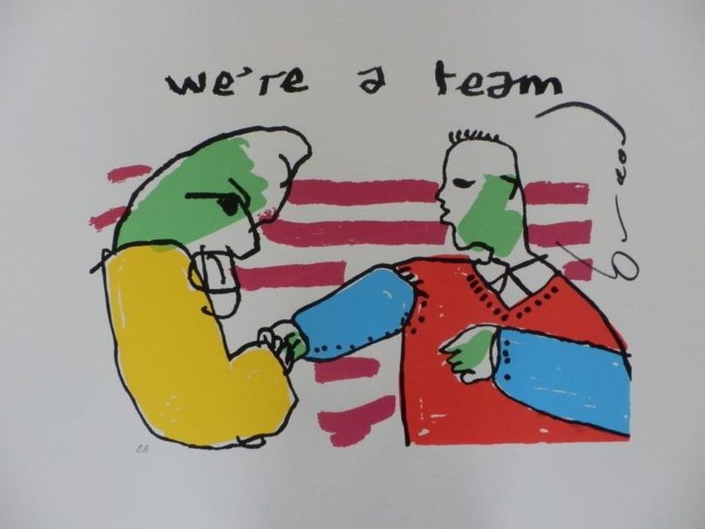 Originele zeefdruk van Herman Brood - We're a team kopen? Bied vanaf 1!