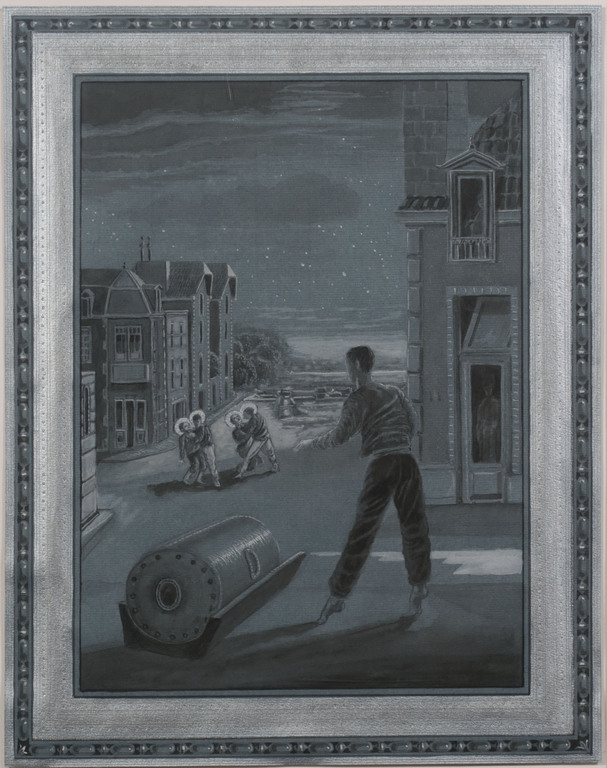 Bernard Verhoeven: Potlood en Aquarel, 4 Heiligen bij nacht - Ingelijst kopen? Bied vanaf 20!