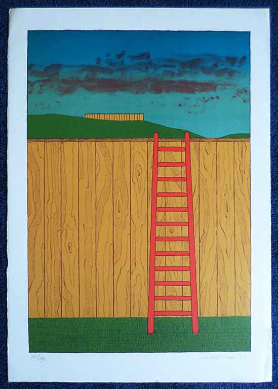 Laatste keer: Mark Brusse - Twee schuttingen, litho kopen? Bied vanaf 50!