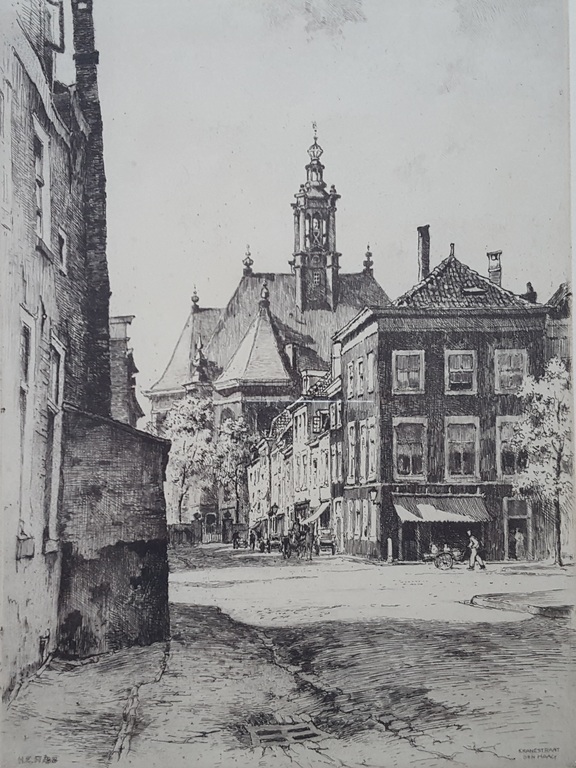 H. Roodenburg - ets, Kranestraat den haag, handgesigneerd verkocht voor € 59!