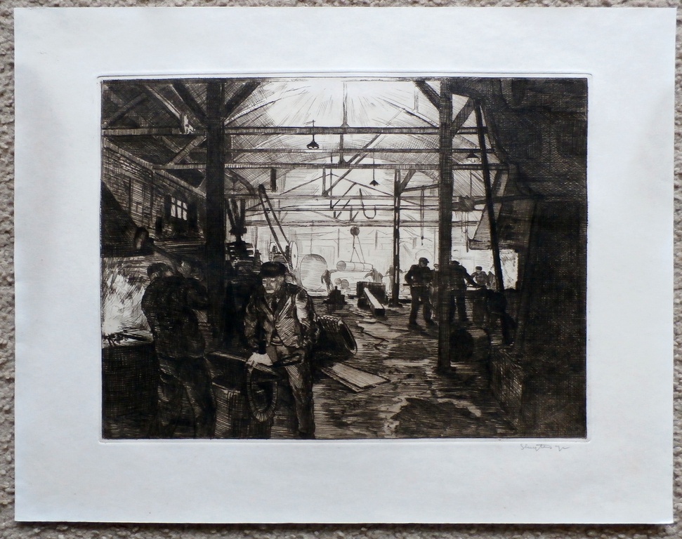 Jan Sluijters JR, ets: fabriek Velsen, handgesigneerd kopen? Bied vanaf 175!