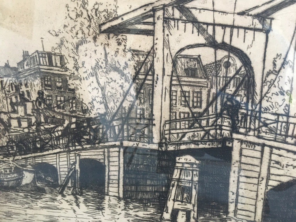Jan Poortenaar: Ets, De Magere Brug in Amsterdam! kopen? Bied vanaf 70!
