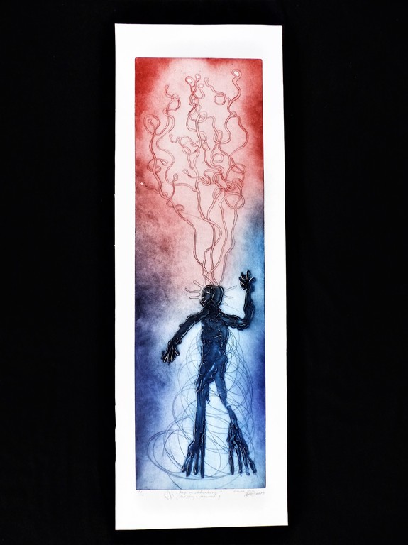 Ad Arma,Ets, Keep on thinking dont stay a dreamer.,Handgesigneerd. verkocht voor € 100!