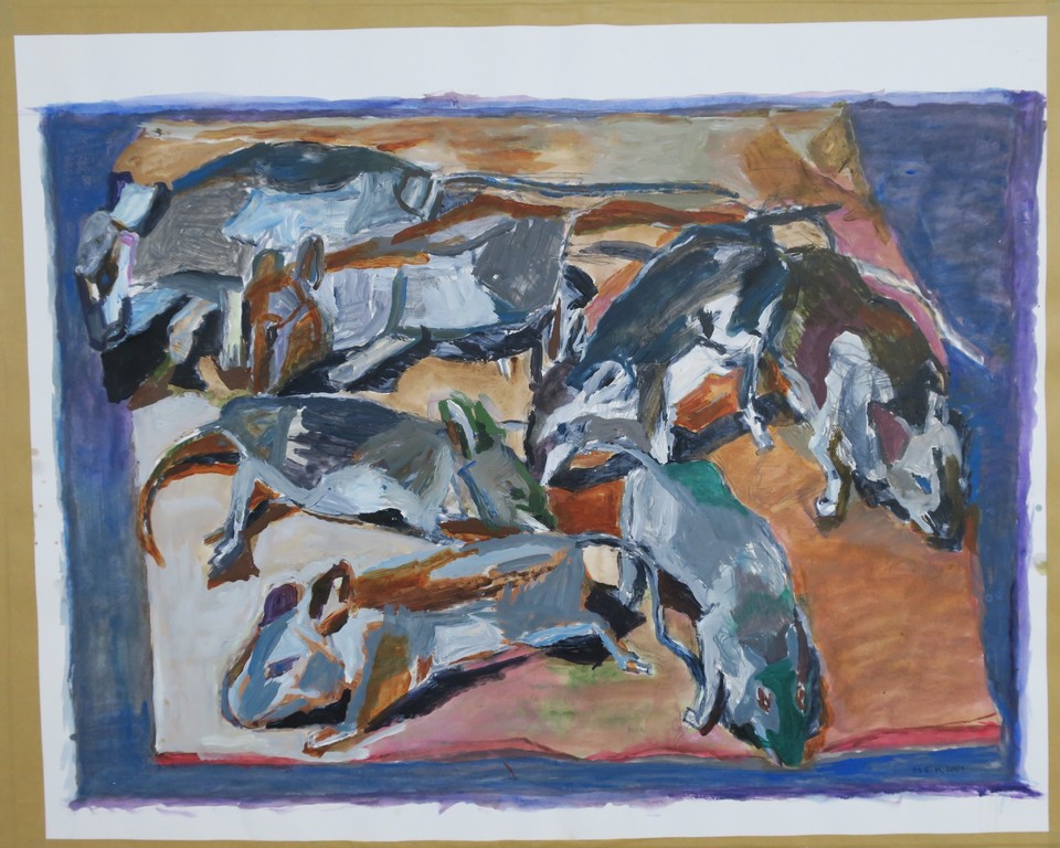 Hans Ebeling Koning: Gouache, Ateliermuizen verkocht voor € 110!