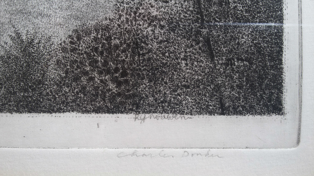 Charles Donker - Rhijnauwen, ets (ingelijst) kopen? Bied vanaf 225!