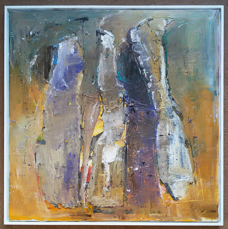 Ellen van Stokkum - Bakens / Stonehenge, gemengde techniek op doek (ingelijst) kopen? Bied vanaf 275!