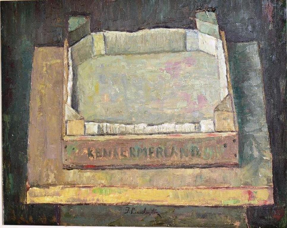 Jan Linschooten: olieverfschilderij. Kratje Kennermerland kopen? Bied vanaf 70!