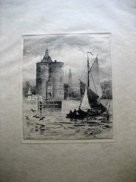 Enkhuizen   ca.1900  Originele ets: kopen? Bied vanaf 28!