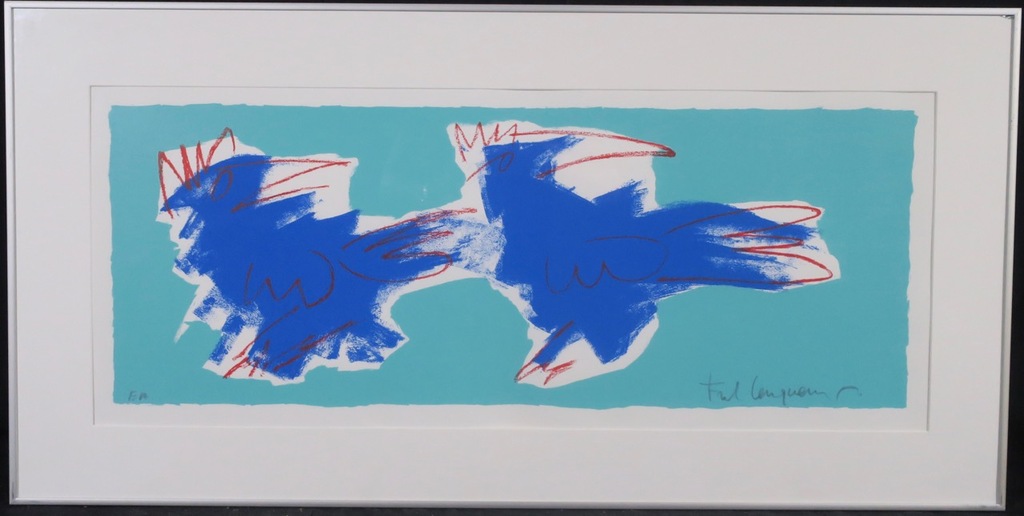 Frank Lengvenius: Zeefdruk, Vogel III - Ingelijst verkocht voor € 35!