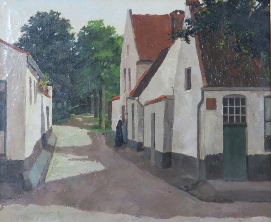 Wim Heinecke: Olieverf op doek, Straatje - Ingelijst kopen? Bied vanaf 250!