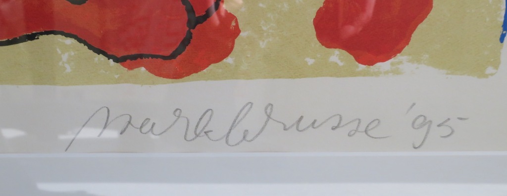 Mark Brusse: Zeefdruk, Zonder titel (hart) - Ingelijst kopen? Bied vanaf 35!