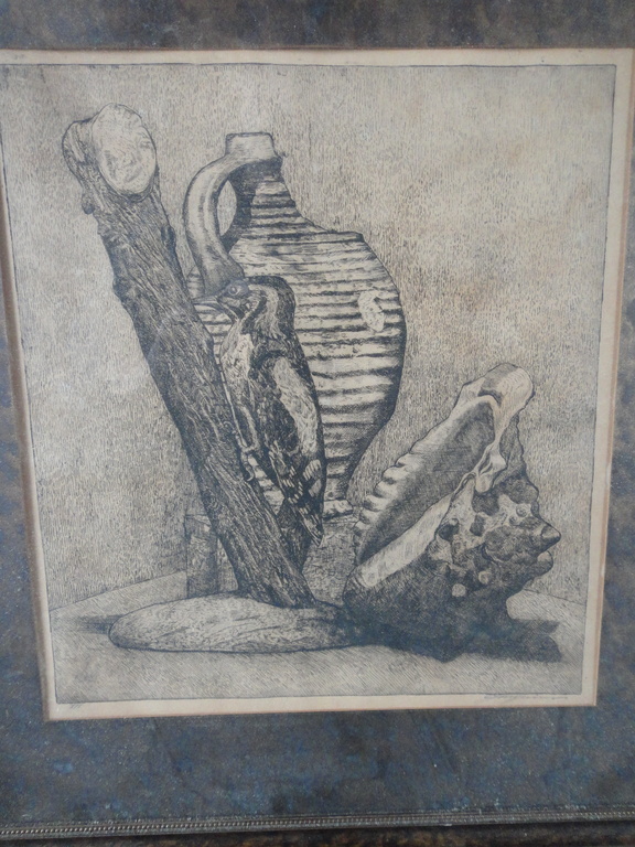 Hollandse school, gesigneerd Jongerius, ets, stilleven met specht kopen? Bied vanaf 1!