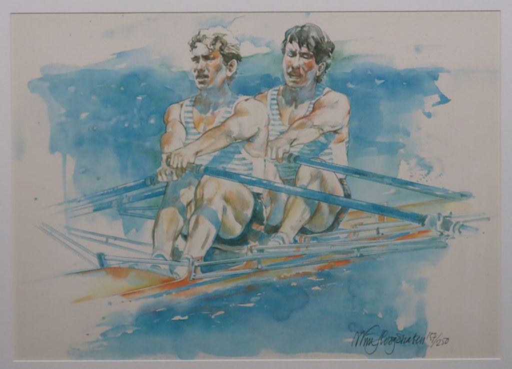 Wim Hoogstraten: Litho, Roeien - Ingelijst kopen? Bied vanaf 30!