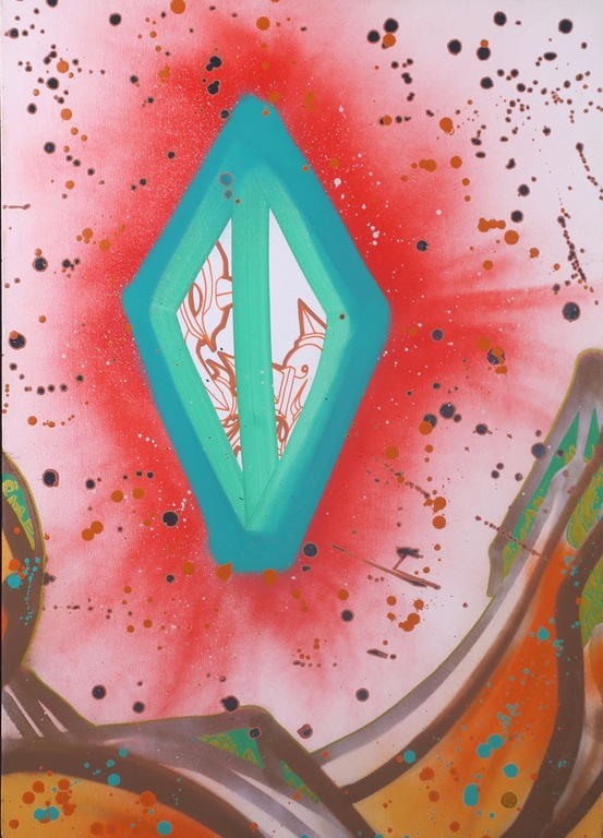 KOOR: Spray paint op doek, The inner city verkocht voor € 250!