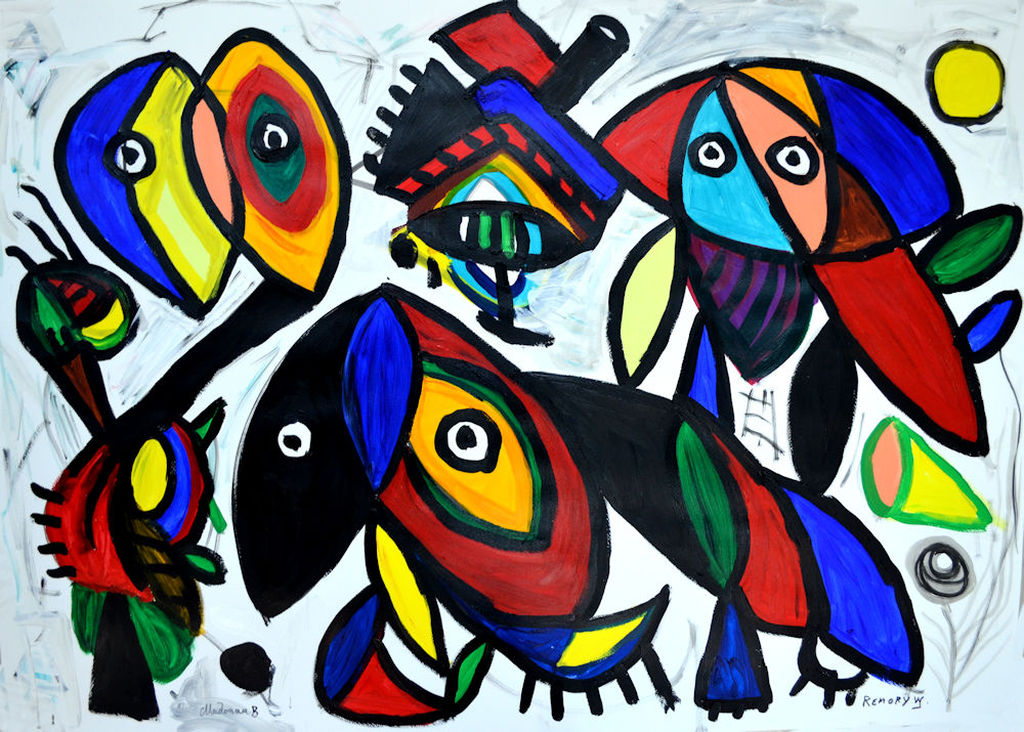 op zoek- acryl op zwaar papier- handgesigneerd en certificaat verkocht voor € 120!