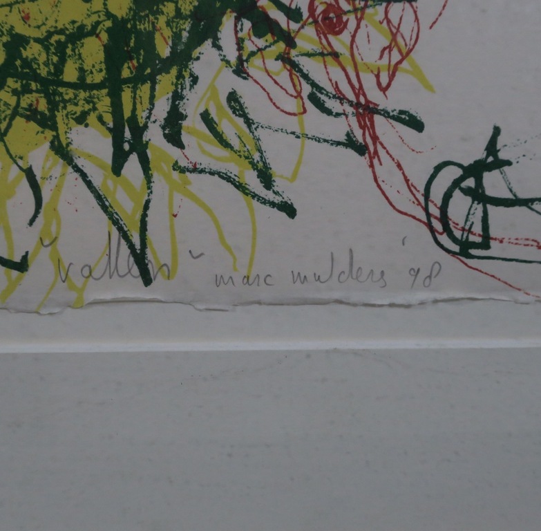Marc Mulders: Gemengde grafische techniek en collage, Vallen - Ingelijst kopen? Bied vanaf 230!