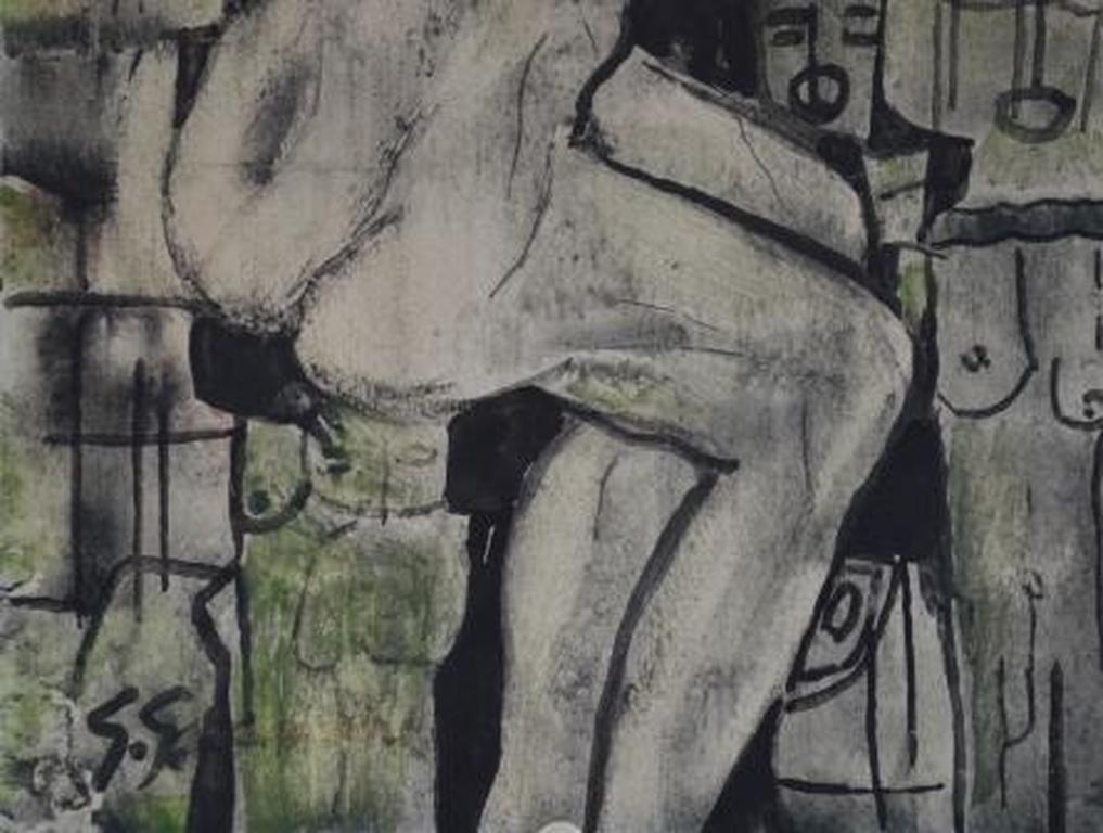 Gerard Grassere ( 1915 -  'holbewoonster' ca. 1965  - gouache ca. 20 x 30  kopen? Bied vanaf 60!