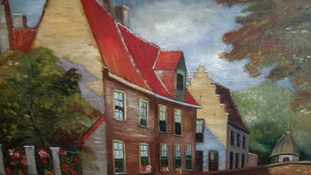 Onbekend kunstenaar, olieverf op paneel, figuratief stadszicht kopen? Bied vanaf 1!