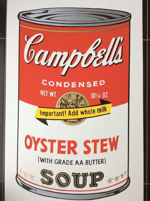 Andy Warhol: Met de hand gezeefd druk, Campbell's Oyster Soup II kopen? Bied vanaf 100!
