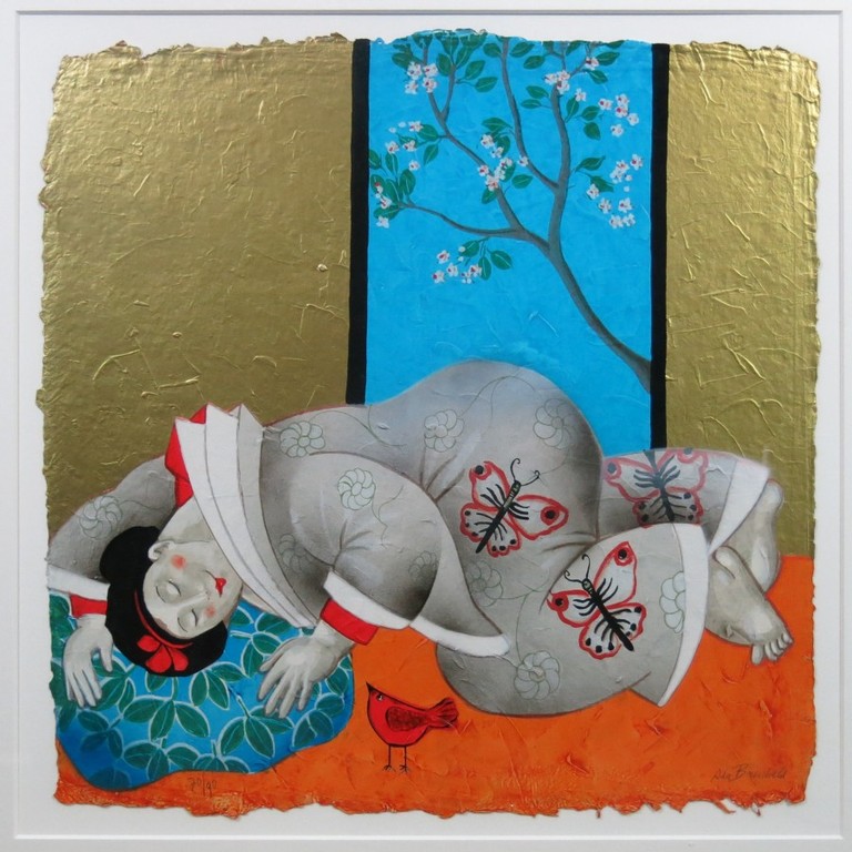 Ada Breedveld: Zeefdruk, Femmes Japonnais III - Ingelijst verkocht voor € 176!