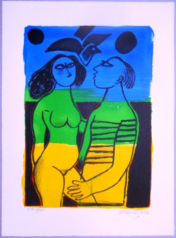 Corneille : Vrouw in blauw ( litho ) verkocht voor € 109!