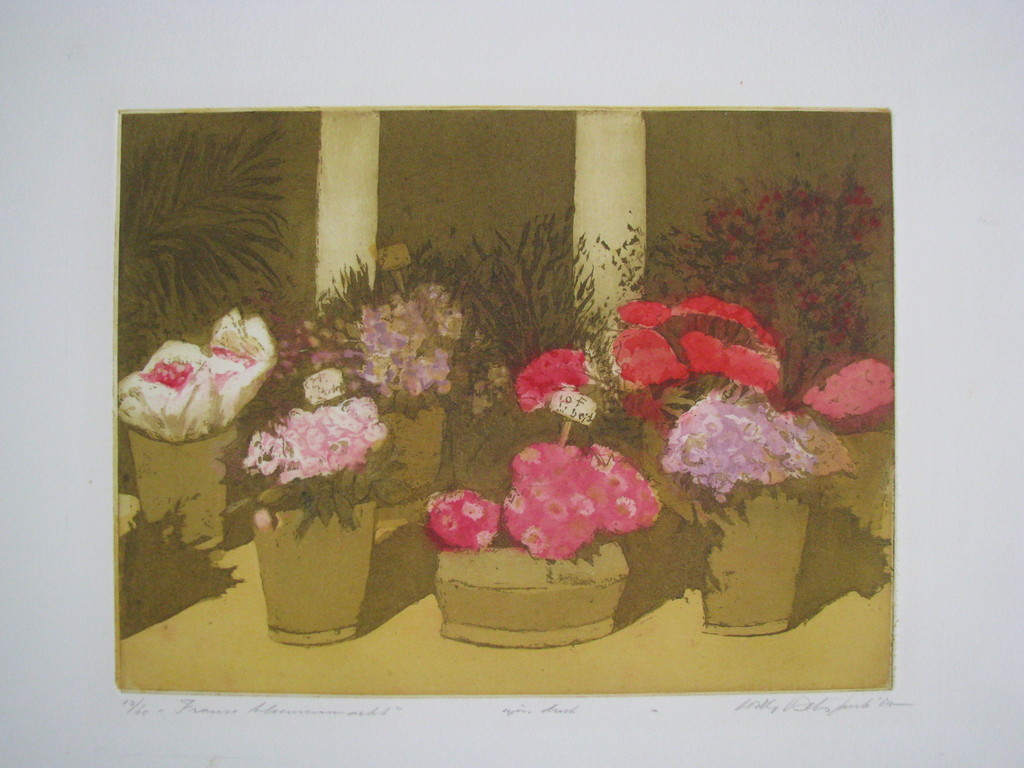 Willy Belinfante (1922 - 1914): Kleurenets, Franse bloemenmarkt kopen? Bied vanaf 30!