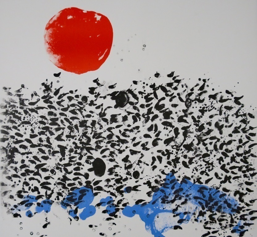 Jef Diederen: Litho, Zonder titel (rode zon) kopen? Bied vanaf 1!