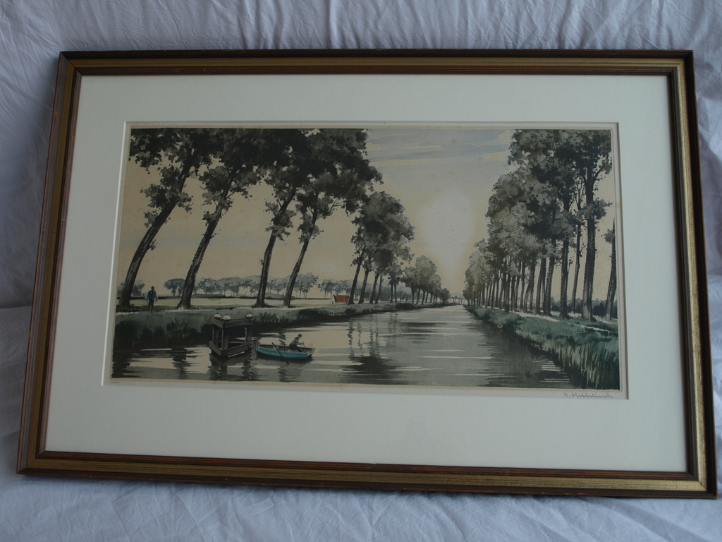 Roger Hebbellinck : Kleurenets – Watergezicht – gesigneerd & ingelijst – ca 1965 kopen? Bied vanaf 1!