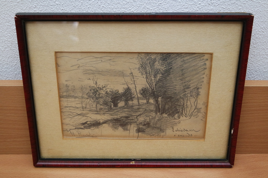 Willem Roelofs (1822-1897) - handgesigneerde tekening -  verkocht voor € 210!