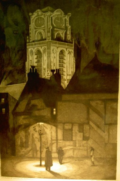 Ets-aquatint Verlichte Laurenskerk kopen? Bied vanaf 35!