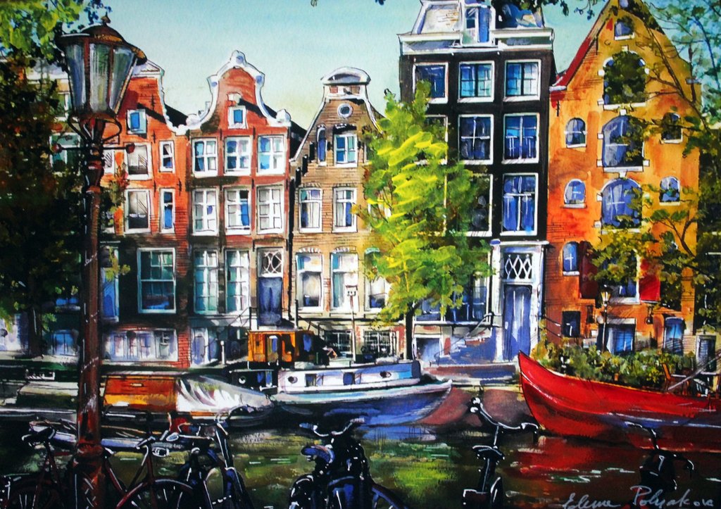 Elena Polyakova: Amsterdam, Gemengde techniek verkocht voor € 70!