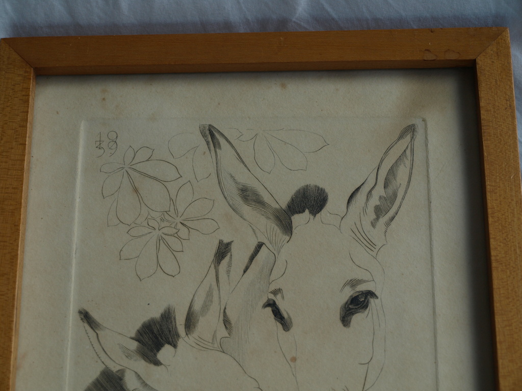 Engelien Reitsma-Valença : Ets – Paarden – gesigneerd - ingelijst – 1939  kopen? Bied vanaf 1!