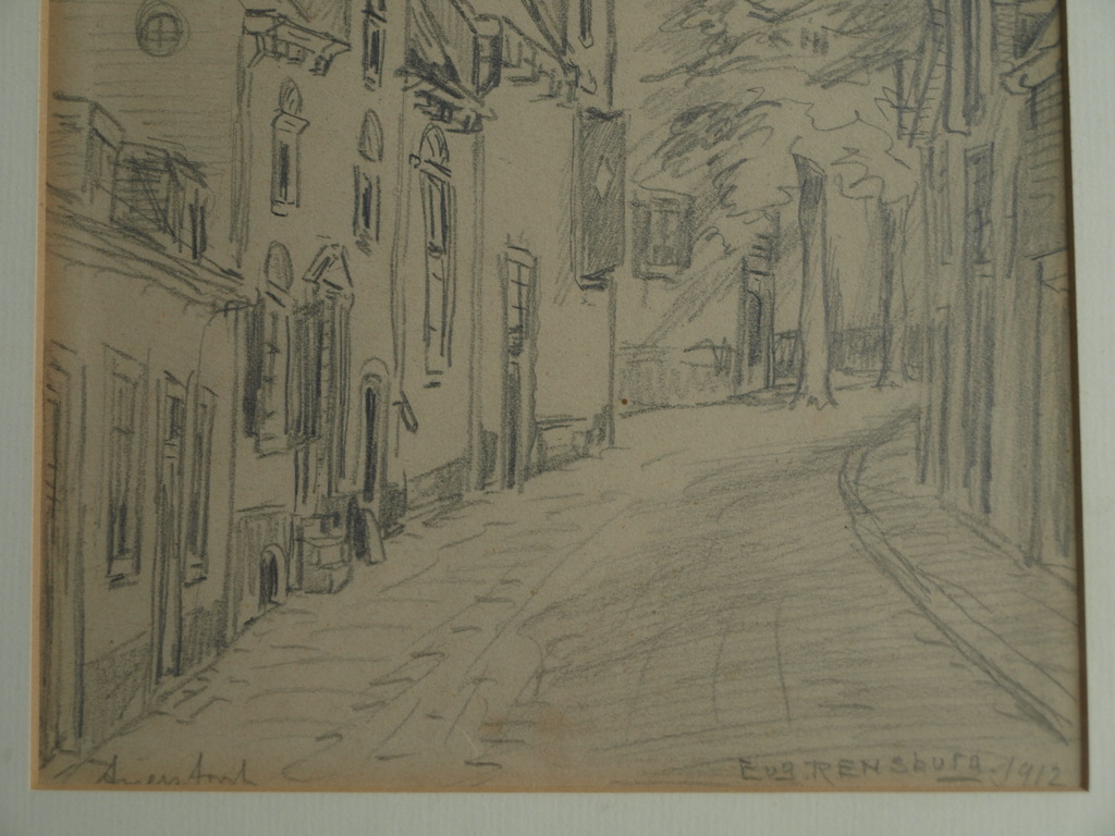 Eugène Rensburg : Tekening , Amersfoort – gesigneerd en ingelijst – 1912 kopen? Bied vanaf 1!