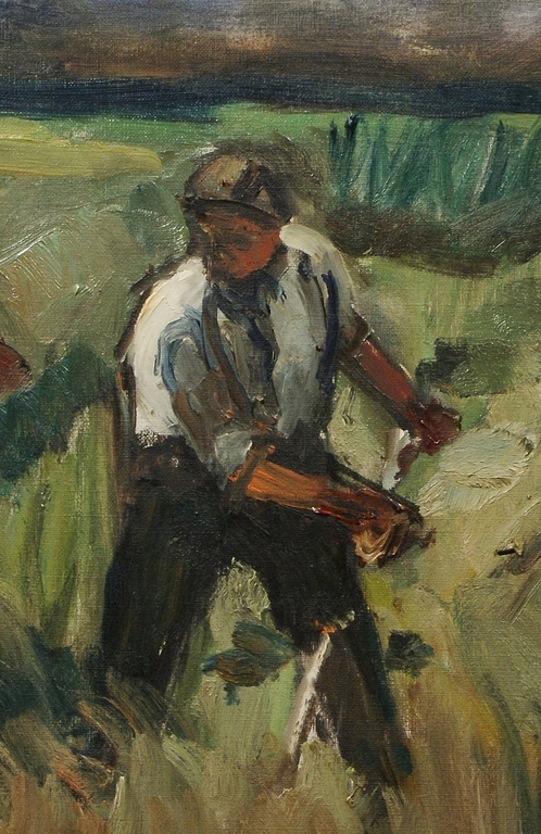 Piet van Wijngaerdt, olieverf op doek, maaiers kopen? Bied vanaf 550!