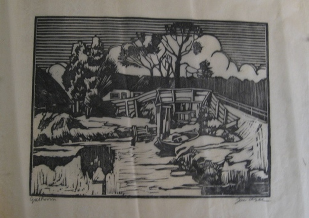  Jac. De Beer 3 Houtdrukken Flamingo's Op de Plas, en Giethoorn kopen? Bied vanaf 1!