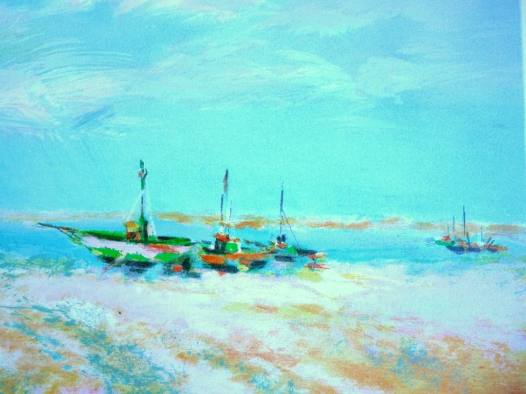 Claude Manoukian - Zeilschepen -kleurlitho op Bütten  kopen? Bied vanaf 19!