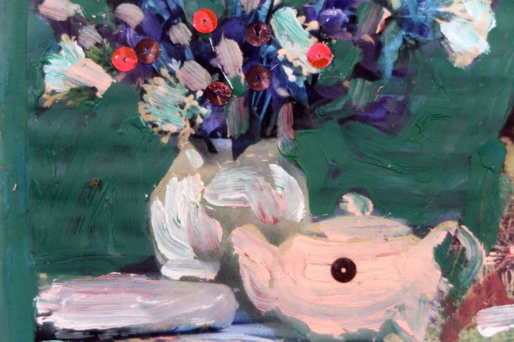 Meertje Kaal: Olieverf en collage op karton, Zonder titel - Ingelijst kopen? Bied vanaf 1!