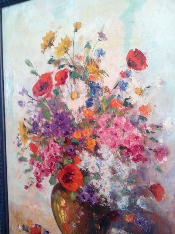 Jan Kelderman, Bloemstilleven, olieverf op doek (50 x 70cm) kopen? Bied vanaf 55!