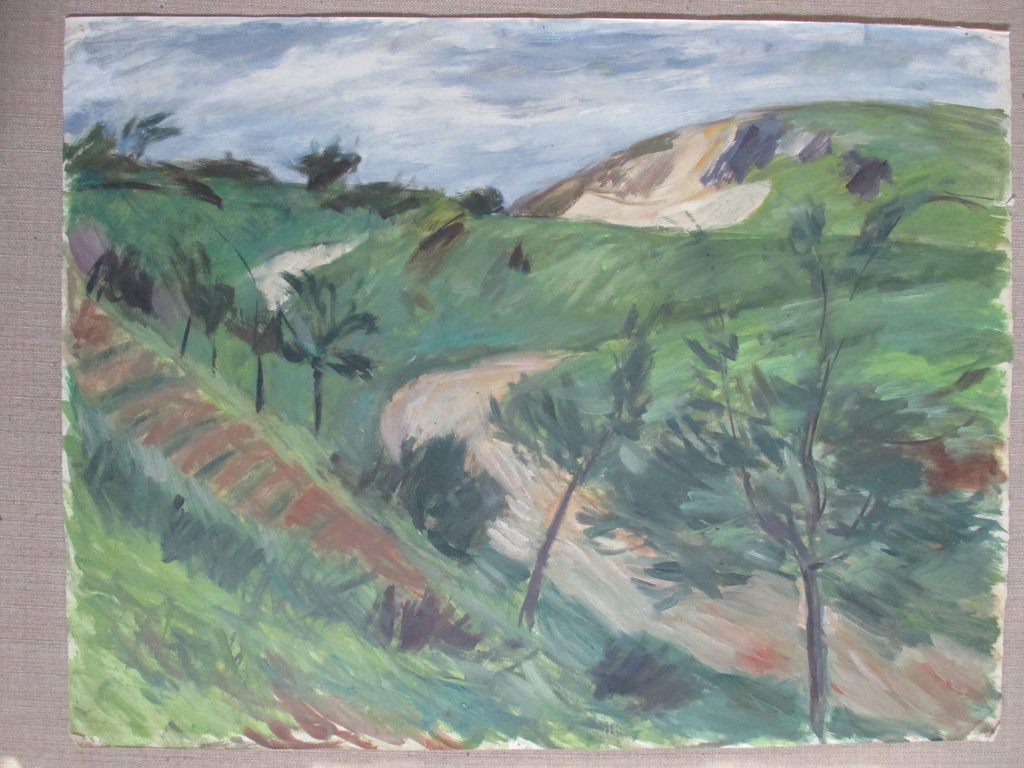 Onbekend, 5 schilderijen op papier, landschappen kopen? Bied vanaf 1!