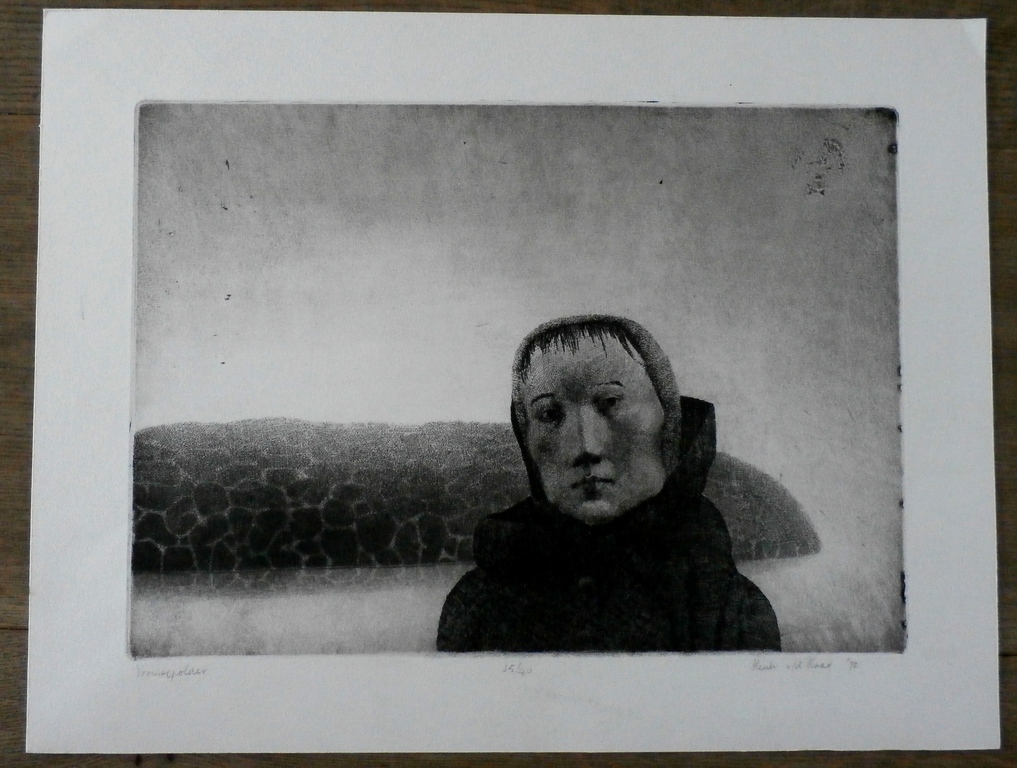 Henk van der Haar - ets: Vrouwenpolder - 1972 kopen? Bied vanaf 45!