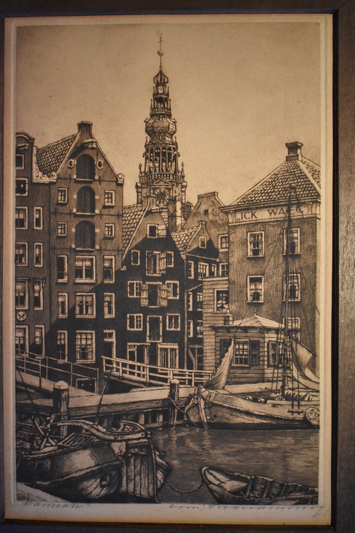 Cornelis BRANDENBURG (1884-1954)-AMSTERDAM, Ets, Damrak, Gesigneerd. verkocht voor € 71!