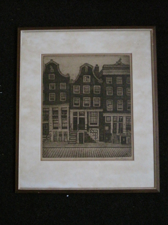 Sal Meijer 1877-1965 - Ets Amsterdam grachtenhuizen - handgesigneerd  kopen? Bied vanaf 1!