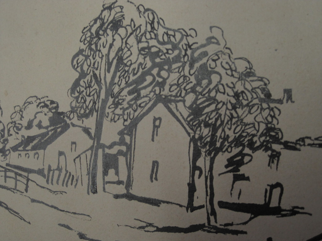 Metten Koornstra - inkttekening  "landschap" gesigneerd 1945 kopen? Bied vanaf 1!