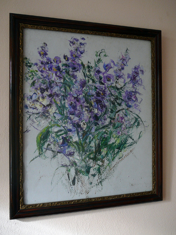 'Blauwe Violieren' -olieverf, onleesbaar gesigneerd- kopen? Bied vanaf 60!